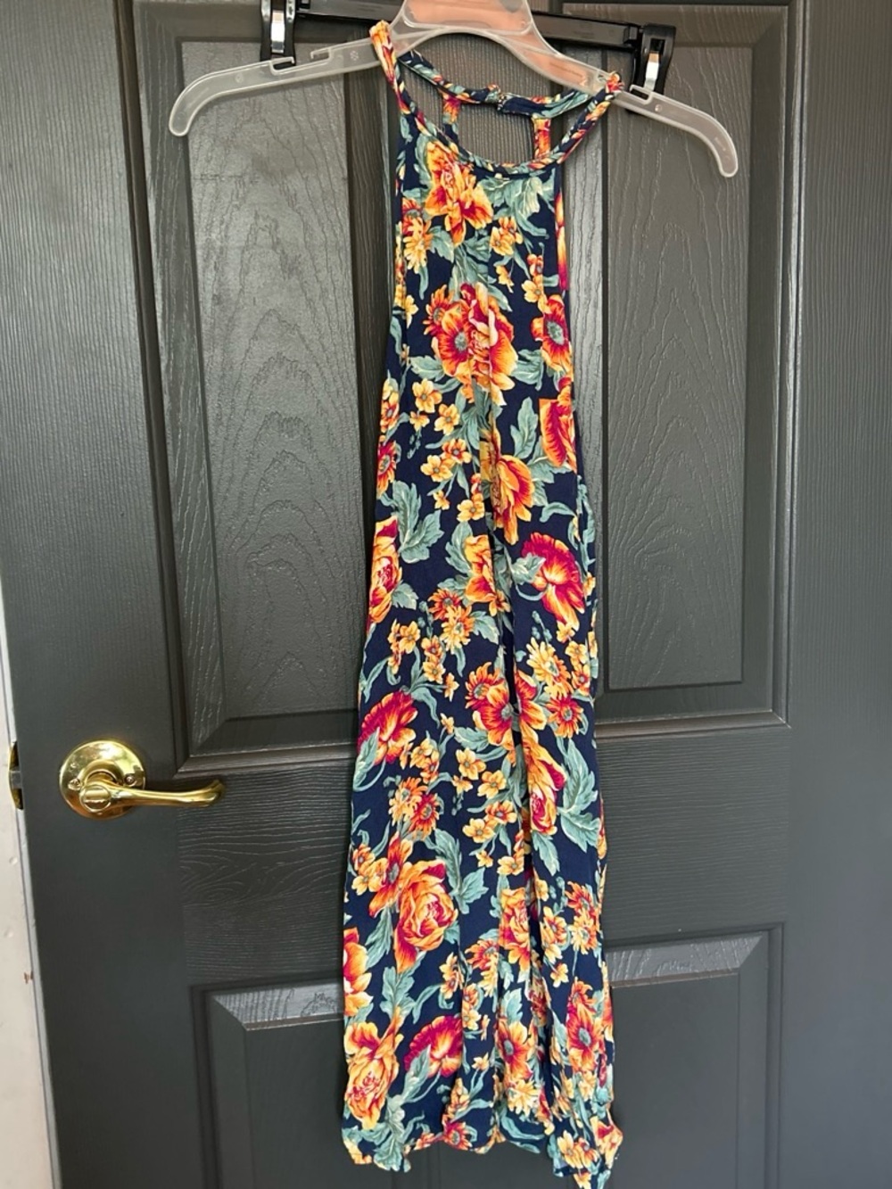 American Eagle Outfitters Navy Floral Halter-Style Maxi Dress
